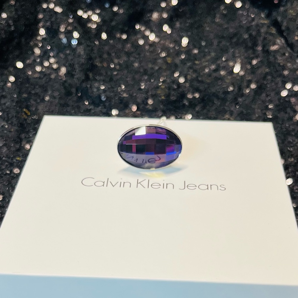 Calvin Klein Oval Ring with Purple Gem